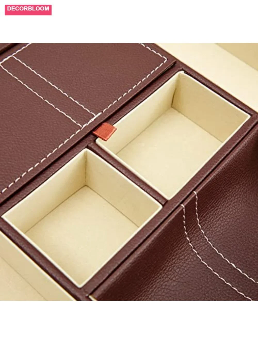 Leather Valet Tray Catchall Organizer 6 Compartment Nightstand Jewelry Box Mens